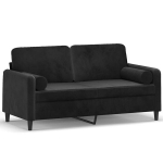 Dvivietė sofa，Poilsio sofa su pagalvėlėmis, juodos spalvos, 140cm, aksomas CFE59122