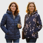 Dvipusė striukė moterims Fashion, mėlyna
