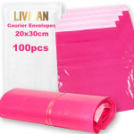 Polietileno plastikiniai savaime užsiklijuojantys kurjerių vokai - mai&scaron;eliai LIVMAN HY-12, 20x30cm, 100 vnt. pakuotėje