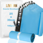 Polietileno plastikiniai savaime užsiklijuojantys kurjerių vokai - mai&scaron;eliai LIVMAN LY-99, 25x39cm, 100 vnt. pakuotėje
