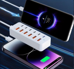 Modernus daugiafunkcis greito įkrovimo adapteris 6&times;Type-C + 6&times;USB-A Ports