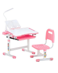 Reguliuojamas vaikų ra&scaron;omojo stalo ir ergonominės kėdės komplektas, rožinis