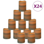 vidaXL Beliepsnės LED žvakės, 24vnt., &scaron;iltos baltos, su pulteliu