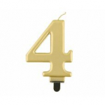 Žvakutė skaičius 4, 8 cm, aukso spalva