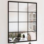 vidaXL Sieninis veidrodis, juodos spalvos, 80x60cm, metalas