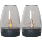 LED lauko apdaila ant saulės baterijų žvakė stikliniame inde 2vnt 6x9cm Tropea