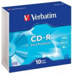 "verbatim" cd-r, 43415, 10 vnt., 700 mb, 52x, 80 min., 12 cm, be spausdinimo galimybės, plona dėžutė, promo, skirtas duomenų archyvavimui
