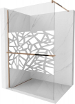 Walk-in du&scaron;o sienelė Mexen Kioto+ su lentynėle, rose gold/stiklas su ra&scaron;tu, 70,80,90,100,110,120,130,140x200 cm