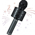 WS-858 belaidis karaoke mikrofonas- Bluetooth rankinis garsiakalbis, juodas