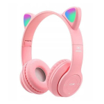 Belaidės &scaron;viečiančios ausinės Katės ausys kompiuteriui, telefonui - rožinės