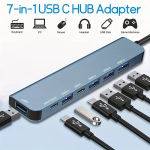 Aliuminis USB C Hub 7 viename i&scaron;plėtiklis