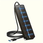 Didelės Spartos 7-Portų USB 3.0 Duomenų &Scaron;akotuvas Su Jungikliais