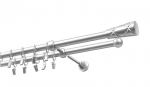 Dvigubas karnizas metalinis 19 mm + 19 mm OLIMP, 200 cm, matinio chromo