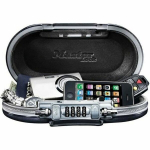 MASTER LOCK Portable Mini Travel Storage Box with Security Cable - Black