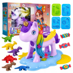 Plastilinas lipni masė makaronų gaminimo ma&scaron;inėlė vienaragis formelės dinozaurai rinkinys vaikams 51 elementas &bdquo;click4toys&ldquo;