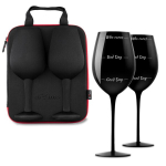 Dėklas su vyno taurėmis diVinto - Who cares - Juodas