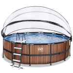 Karkasinis baseinas su smėlio filtru, stogeliu ir &scaron;ilumos siurbliu Exit Wood &oslash;450x122 cm, rudas
