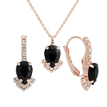 Papuo&scaron;alų rinkinys moterims DiamondSky "Leonora II (Jet)" su Preciosa kristalais DS00S405