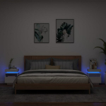 Naktinės spintelės su led, 2vnt., baltos, 40x39x48,5cm