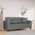Dvivietė sofa su pagalvėmis, pilka, 140cm, mikropluo&scaron;to audinys