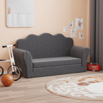 Vaiki&scaron;ka dvivietė sofa-lova, antracito, mink&scaron;tas pliu&scaron;as