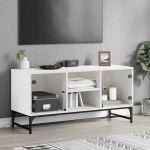Tv spintelė su stiklinėmis durelėmis, balta, 102x37x50cm