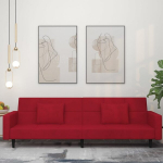 Dvivietė sofa-lova su dvejomis pagalvėmis, vyno, aksomas