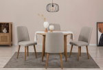 I&scaron;plečiamas pietų stalas ir kėdės (5 vienetai) Vina 1005 - Atlantic Pine, Cream