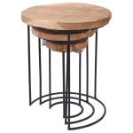 3-ių &scaron;oninių staliukų komplektas Home Styling Collection, rudas/juodas