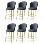 Baro kėdės rinkinys (6 vienetai) Fora - Anthracite, Gold