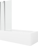 Vonia Mexen Vega su apdaila ir stiklo sienele, 160x70 cm + 80 cm, White+Chrome/Transparent