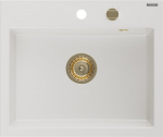 Granitinė virtuvinė plautuvė Mexen Oscar su sifonu, White/Gold