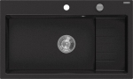 Granitinė virtuvinė plautuvė Mexen Omar su sifonu, Black/Chrome