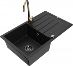 Granitinė virtuvinė plautuvė Mexen Bruno su mai&scaron;ytuvu ir sifonu, Black/Gold