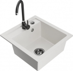 Granitinė virtuvinė plautuvė Mexen Vito su mai&scaron;ytuvu ir sifonu, White+Black