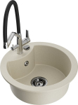 Granitinė virtuvinė plautuvė Mexen Diego su mai&scaron;ytuvu ir sifonu, Beige/Black/Chrome