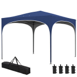 Sulankstomas paviljonas, reguliuojamas auk&scaron;tis, metaliniai atramos, tvirtas tentas, įskaitant ne&scaron;imo krep&scaron;į, 2,95 x 2,95 x 2,55 m, tamsiai mėlynas