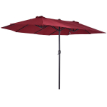Dvipusis skėtis 455 x 270 cm, sodo skėtis su rankiniu mechanizmu, ovalus, stabilus metalinis stiebas, skėtis terasai, apsauga nuo saulės paplūdimiui, balkonui, terasai, sodui, vyno raudonumo
