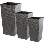 3x vazono rinkinys Gėlių vazonas Auk&scaron;tas grafitas 75cm