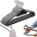 Maxi aksominė kabykla, 20 vienetų rinkinys, grafitas