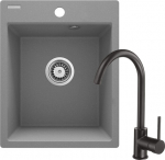 Granito plautuvė su mai&scaron;ytuvu Deante Corio ZRCBS103, metallic grey