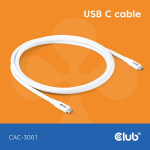 Club3D USB-C į USB-C kabelis CAC-3001, 2m, baltas, 20Gbps, 4K 60Hz, Power Delivery 240W, Apple Fast Charge
