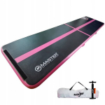 Pripučiamas gimnastikos kilimėlis Master Airtrack, 400x100x10 cm, juodai rožinis