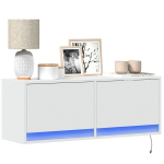 Sieninė tv spintelė su led lemputėmis, balta, 100x31x35cm