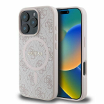 Guess 4G Ring Classic Logo MagSafe dėklas iPhone 16 Pro Max telefonui &ndash; rausvos spalvos