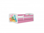 Vaiki&scaron;ka lova be čiužinio, su stalčiumi Kocot Kids BabyDreams Pink tiny dinos, 140x70 cm,rožinė