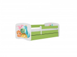 Vaiki&scaron;ka lova be čiužinio ir stalčiaus Kocot Kids BabyDreams Green tiny dinos, žalia