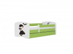 Vaiki&scaron;ka lova be čiužinio, su stalčiumi Kocot Kids BabyDreams Green Wednesday, 160x80 cm, žalia