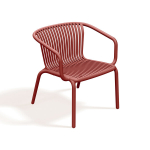 Sodo fotelis Ferne Brene Retro raudonas plastikinis, ergonomi&scaron;kas, atsparus oro sąlygoms