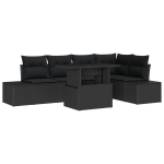 6 vnt. sodo sofa su pagalvėmis Juoda poli ratanas